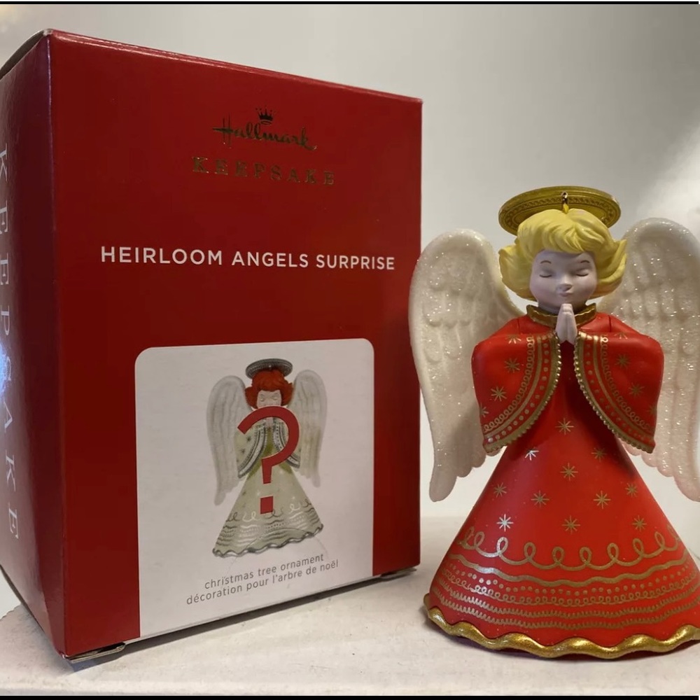 Hallmark 2021 Keepsake Ornament Heirloom Angel Surprise Red Repaint